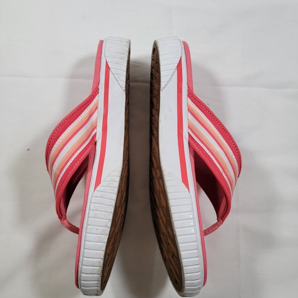 Clarkers Rubber Sole Y2K Pink And White Flip Flop Canvas Sandals Size 10 - Picture 3 of 7